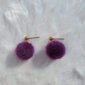 Gold Studded Purple Ball Earrings